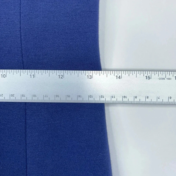 Lafayette 148 Blue Full Zip Dress Fit And Flare Short Sleeve Office Size 0 - Picture 8 of 9